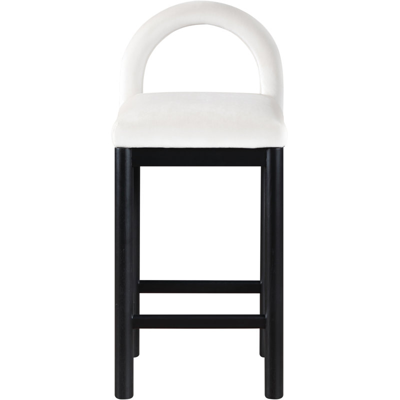 Tabouret de comptoir Conrad, Siège velours crème / cadre noir