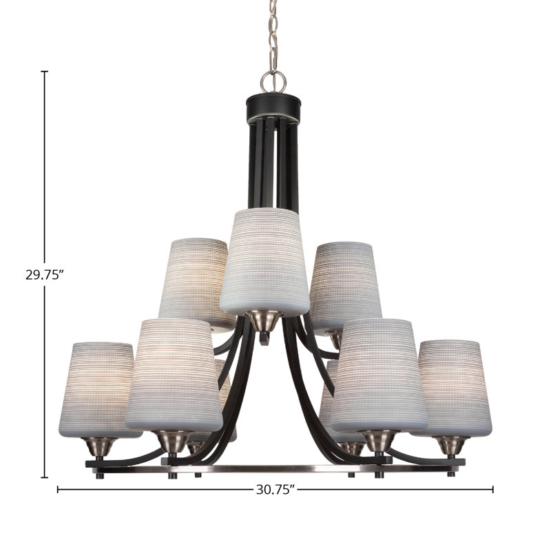 Michell 9-Light Chandelier, Gray, Matte Black / Nickel