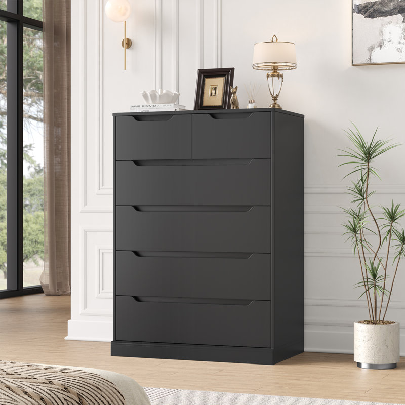 Commode 6 tiroirs, Noir