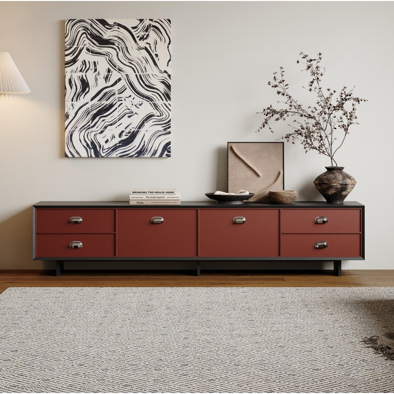 Meuble télé Minimalist Creative, H 20,08 po x L 94,49 po x l 15,75 po, Noir / Rouge