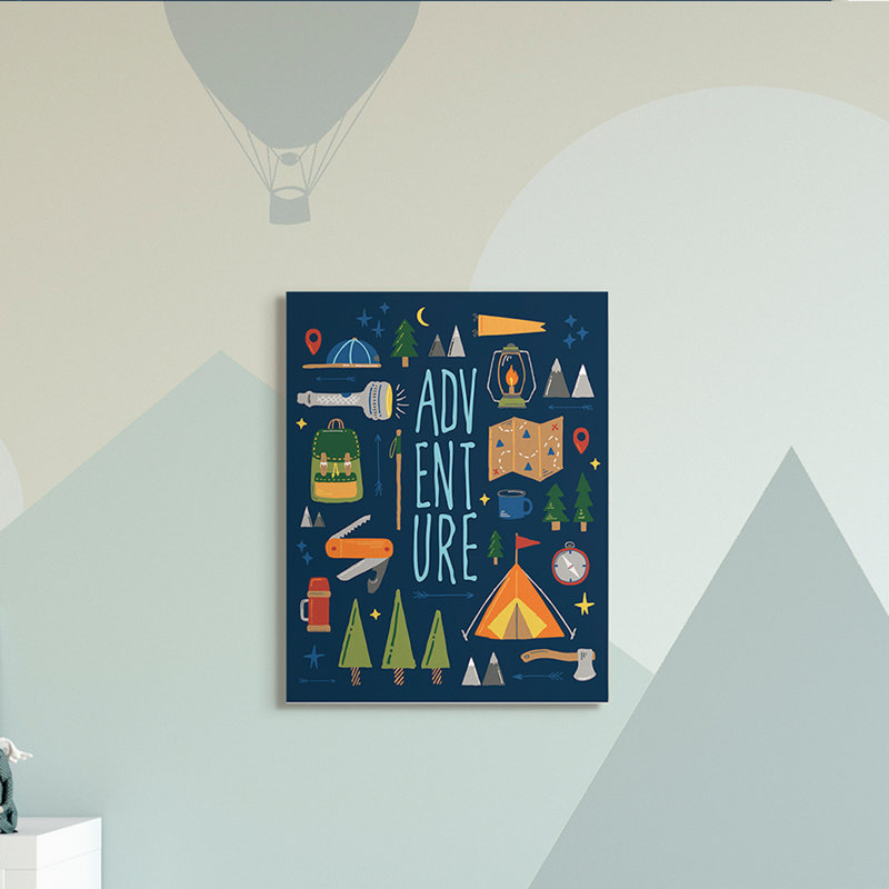 Traduction libre «Abdual Outdoor Adventure», activités de camping rustiques, Giclée encadrée noir minuit