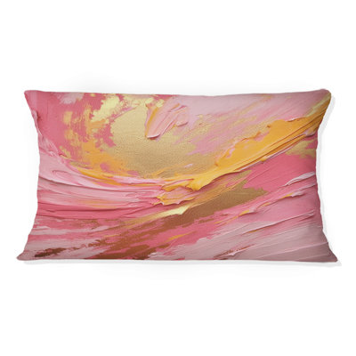 Coussin décoratif imprimé rose et or rose II