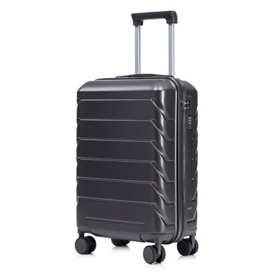 14"/20" 2 pcs/set in ABS Spinner Wheel Luggage, with Combination Lock,14" Cosmetic Case (Dark Gray)