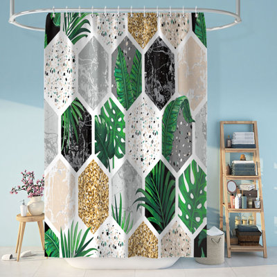 Ensemble de rideau de douche à motif géométrique 15 pièces Chaisson