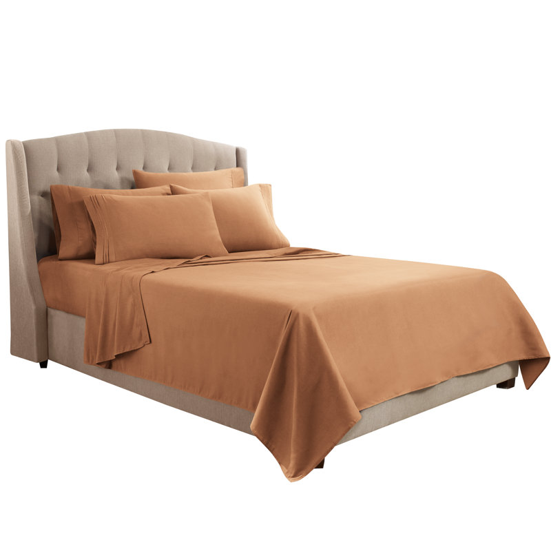 Microfiber Sheet Set, Orange Rust, Queen Sheet Set + 1 Fitted Sheet + 4 Pillowcases