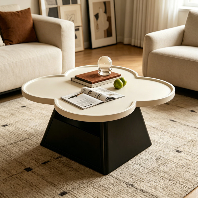 Cline, H 15,74 po x L 31,49 po x l 31,49 po, Blanc, Noir