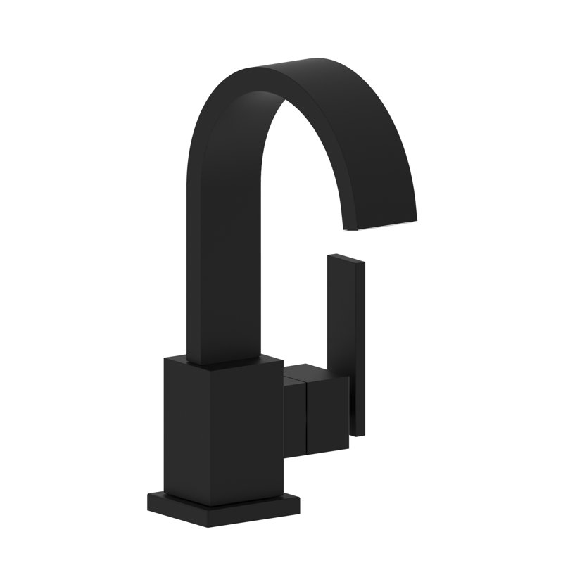 Secant Single Hole Bathroom Faucet with Drain Assembly, Flat Black