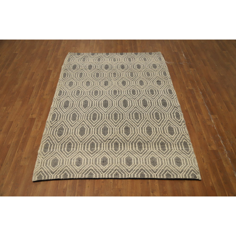 Tapis géométrique en laine fabriqué à la main Gotti 5 x 7