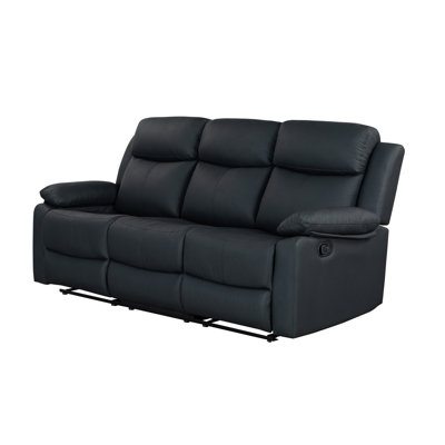 Blanche Black Reclining Sofa With LED Lights