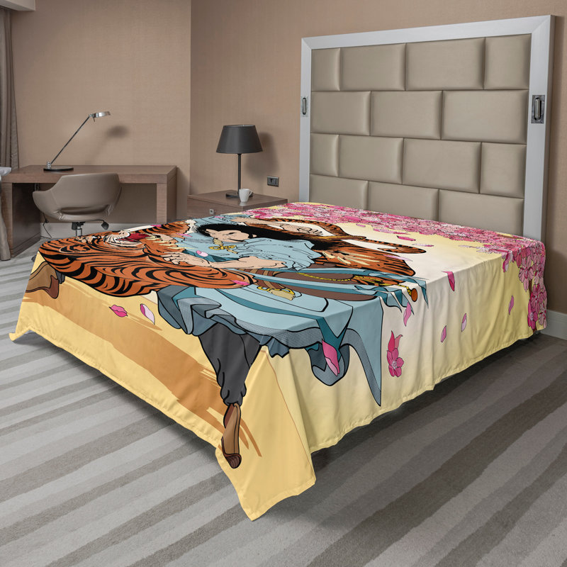 Multicolore Ambesonne, Drap plat de taille double