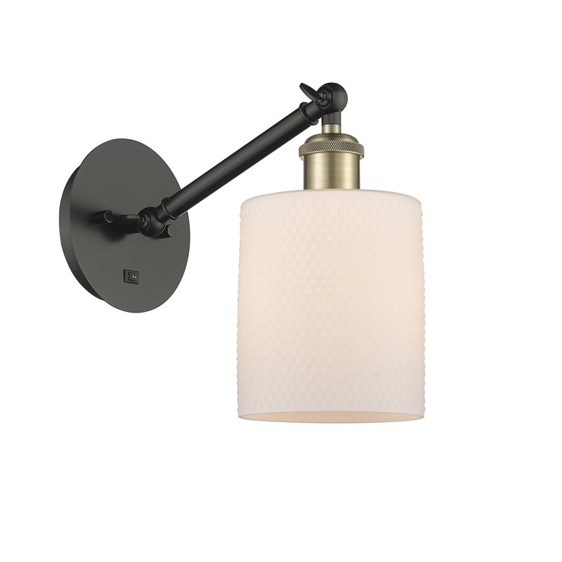 Applique murale 1 lumière 5 "avec bras ajustable Shauna 5", Blanc mat, Incandescente, Nickel poli