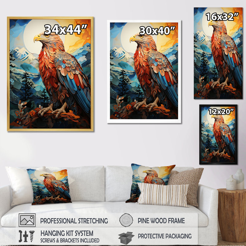 «Native Eagle Spirit of Thunderbird» sur toile, Toile tendue, H 20 po x l 12 po x P 1 po