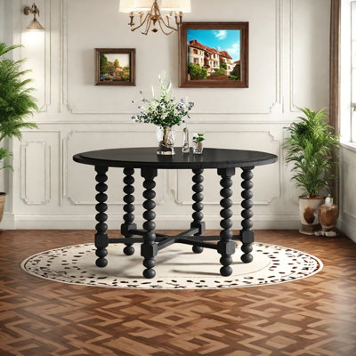 Round multilayer solid board dining table