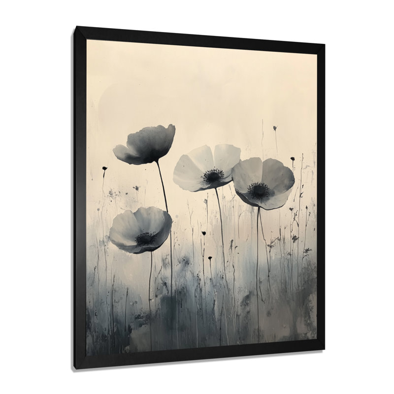Barloy - Floral Wall Art Living Room, H 44 po x l 34 po, Reproduction encadrée d'une seule photo, Noir, noir, noir, noir