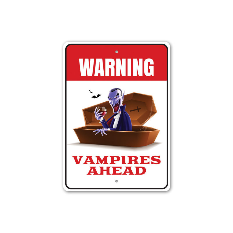 Panneau d'avertissement de vampire, H 14 po x l 10 po x P 0,04 po