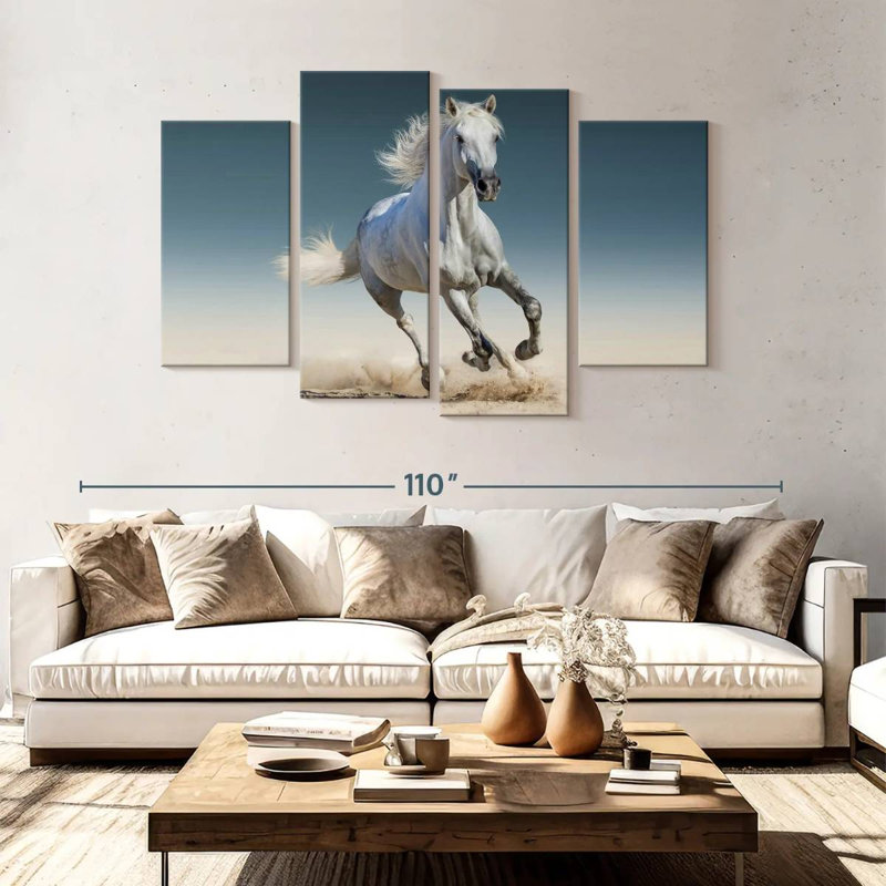 Brampt Running White Horse, 54'' H x 84'' W