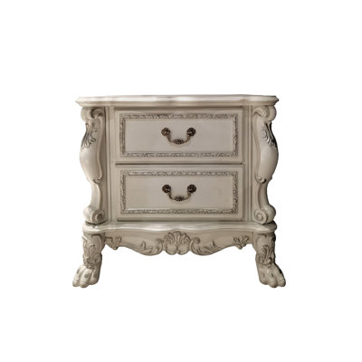 Luxury White Nightstand With Smooth Gliding Drawers - Synthetic Wood For Bedroom Spacious Interior Storage