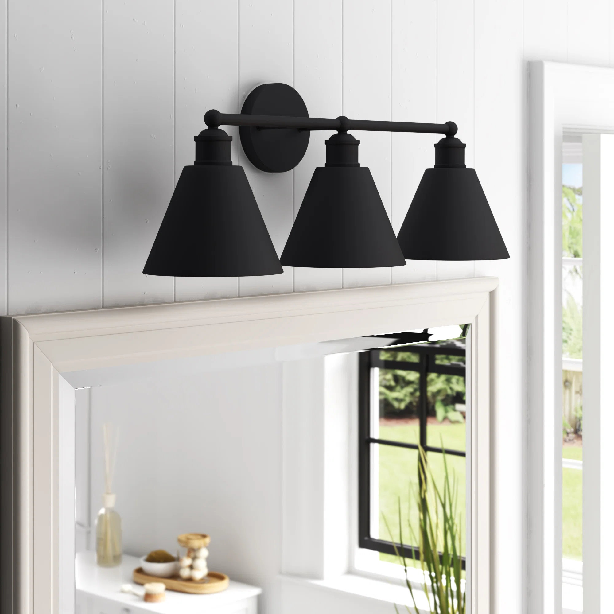 Rolandat 27" W 3-Light Dimmable Vanity Light , Matte Black
