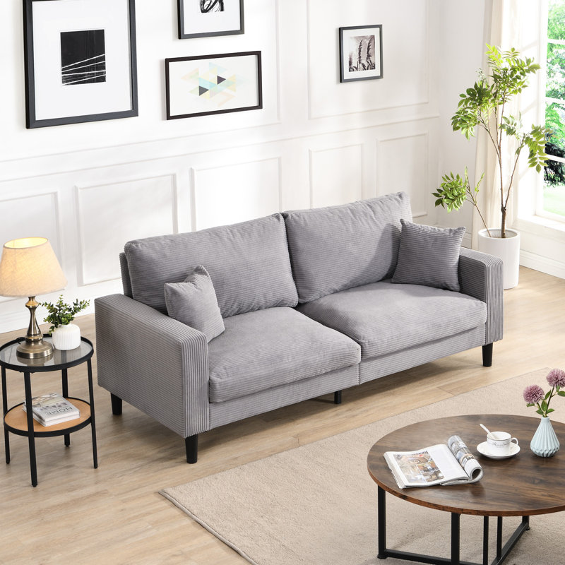 Deux pièces - Velours côtelé pour chambre à coucher, appartement confortable avec coussin éponge et structure moderne, coussins robustes et confortables