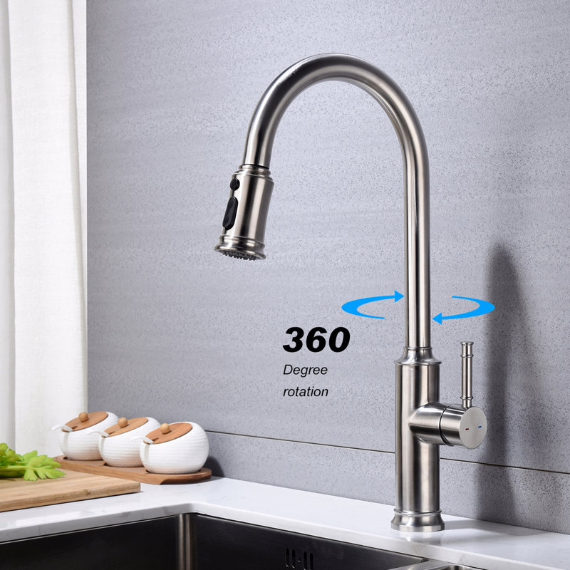 Kitchen Faucet With Pull Out Spraye, Brushed Nickel