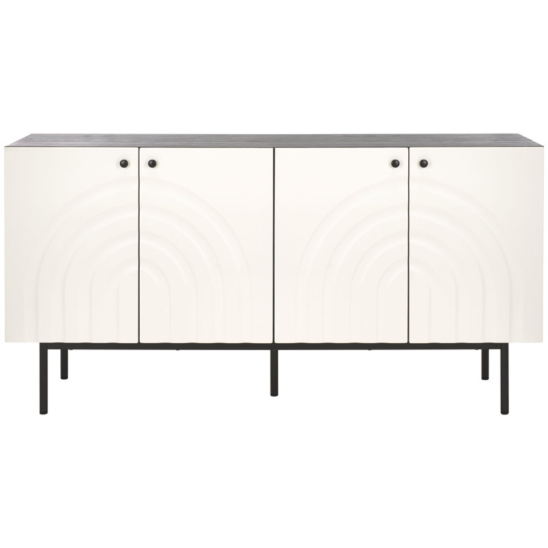 Buffet 4 portes Muneet, Noir / blanc