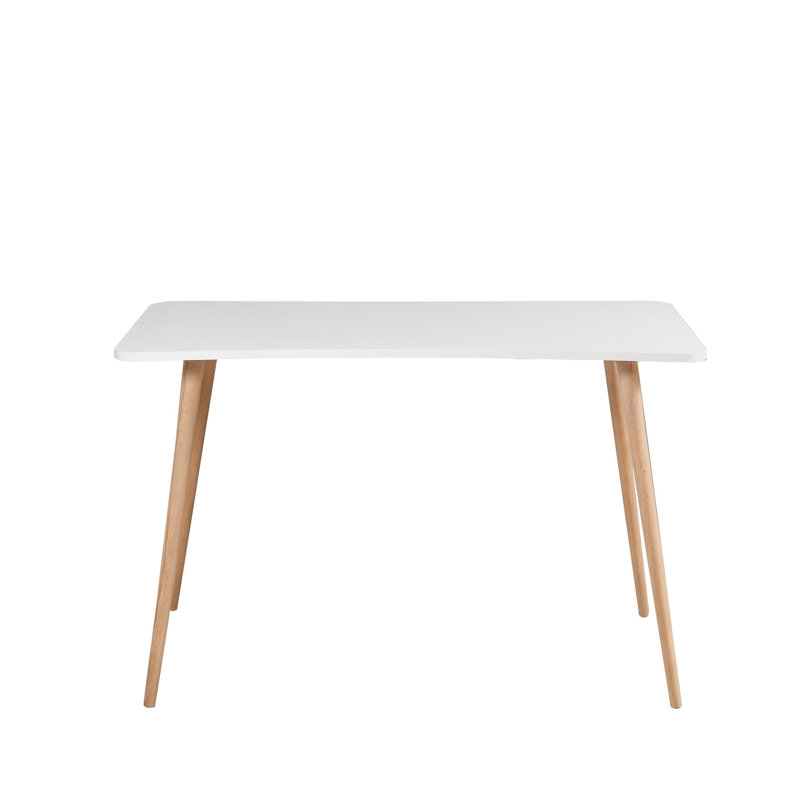 Scandinavian Study Desk with Numerous Shelves, White Finish, 47.2 x 30.3 x 23.6 inches | 100% Melamine Coated Particle Board, Thickness: 0.7 inches | Wooden Legs, Additional Storage, Ground Fixing Capability