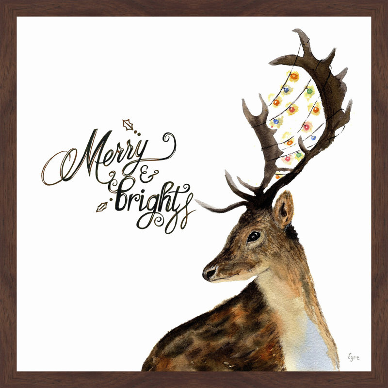 « cerf de père noël », reproduction d’art encadrée, 12 po x 12 po