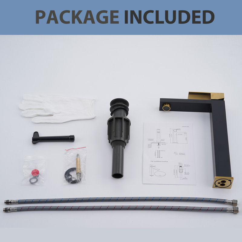 Gold and Matte Black Stainless Steel High Arc Bathroom Faucet with Drain Kit
