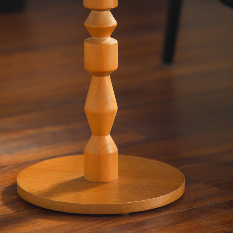 Table d'appoint ronde avec plateau de table en panneau de fibres à densité moyenne et pieds en bois de chêne massif