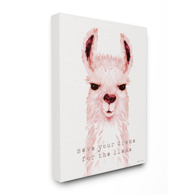 «Save Your Drama for the Llama Pink Watercolor Llama» par Stephanie Workman Marrott, peinture