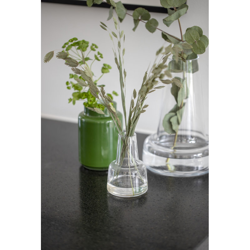 Flora Handmade Glass Table Vase, Clear, 4.7" H x 3.3" W x 3.3" D