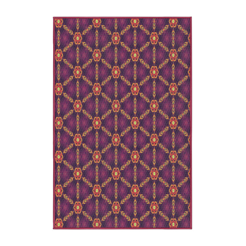 Tapis rose/rouge à motifs Edgartown, Rectangle 5 pi x 7 pi