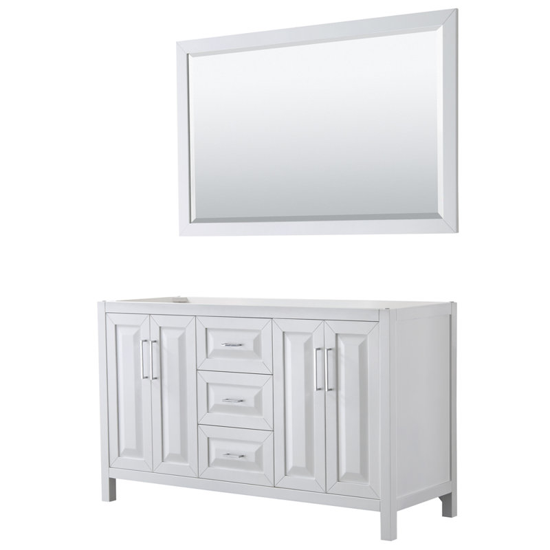 Daria 60'' W Double Vanity, Carrara Cultured Marble, Dark Gray, Polished Chrome