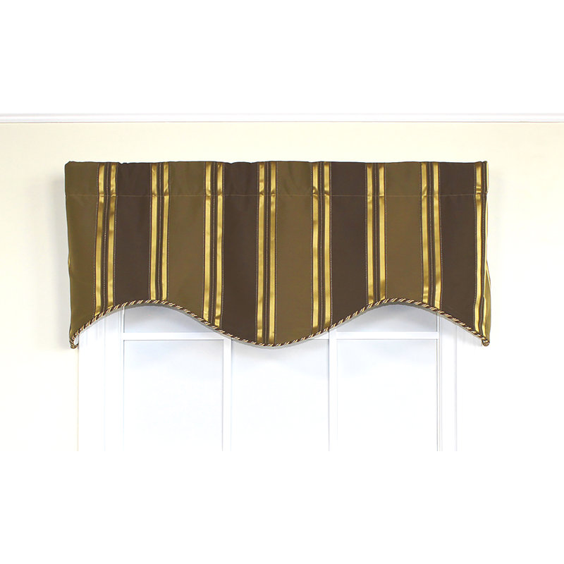 Rideau de cuisine rayé festonné 50 ", Olive