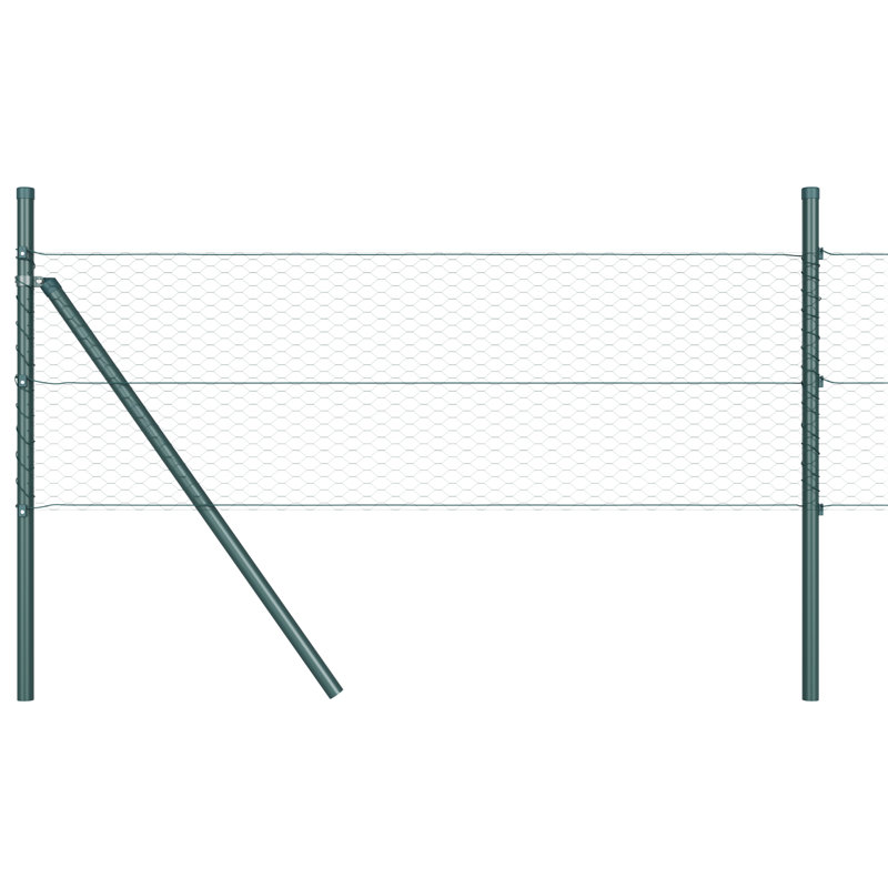 Vidaxl Hexagon Fence Steel, Green, 80cm H x 5000cm W