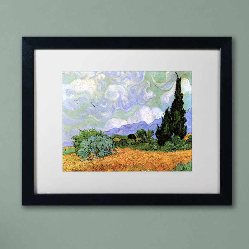 «Wheatfield with Cypresses, 1889» par Vincent Van Gogh, reproduction d'art sur toile, H 16 po x l 20 po x P 0,5 po, Noir