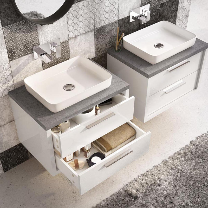 White Stone Guru 540mm L x 540mm W White Ceramic Rectangular Sink