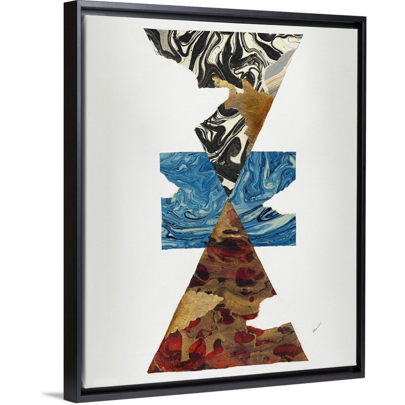 « infinite poursuite v », peinture sur toile, H 21,7 po x l 17,7 po x p 1,75 po, Cadre flottant noir