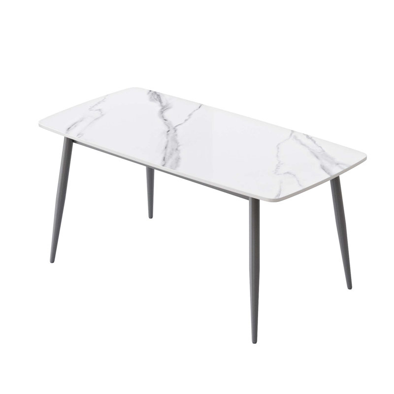 Table de salle à manger 62,99 po, Gris foncé, Blanc
