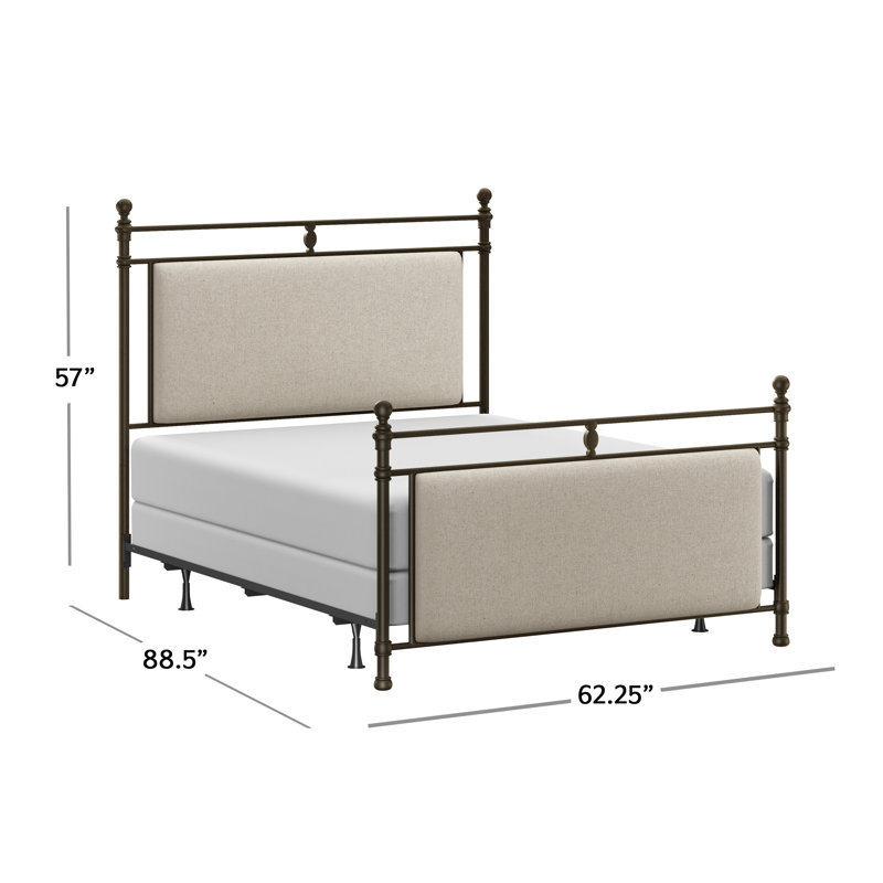 Lomeli Upholstered Metal Standard Bed, Queen