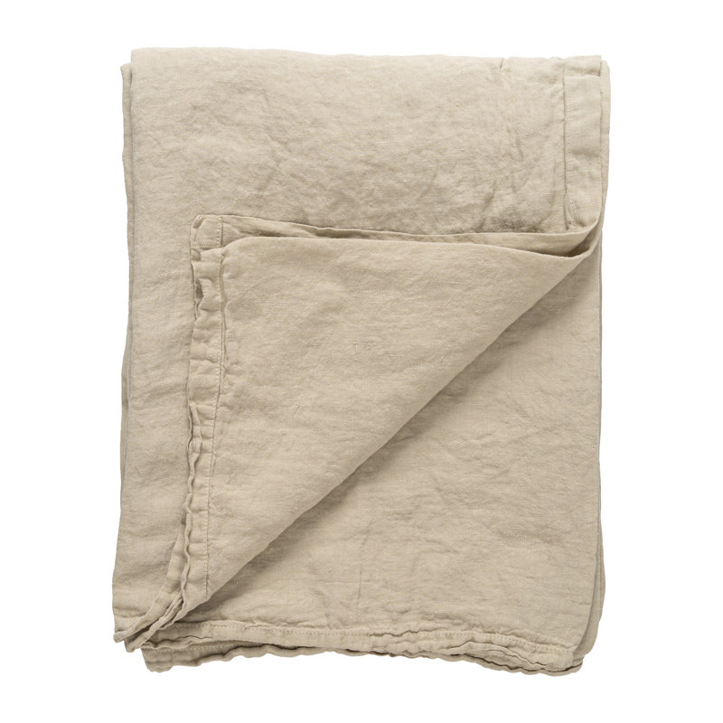 Maria Linen Tablecloth, 78.75" L x 55.13" D Rectangle, Khaki Brown