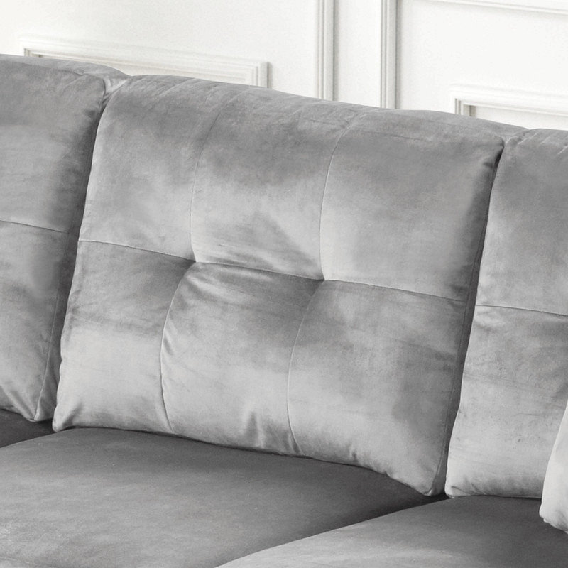 74"W Reversible Sectional Sofa Chaise With Led Light, Usb Port, Nailhead Trim, Throw Pillows, Tufted Cushion