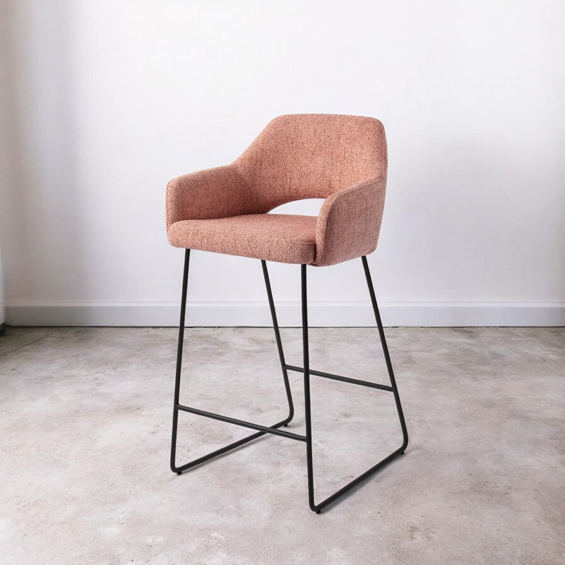 Nithsdale Upholstered Counter Stool with Metal Frame, 65cm , Pink