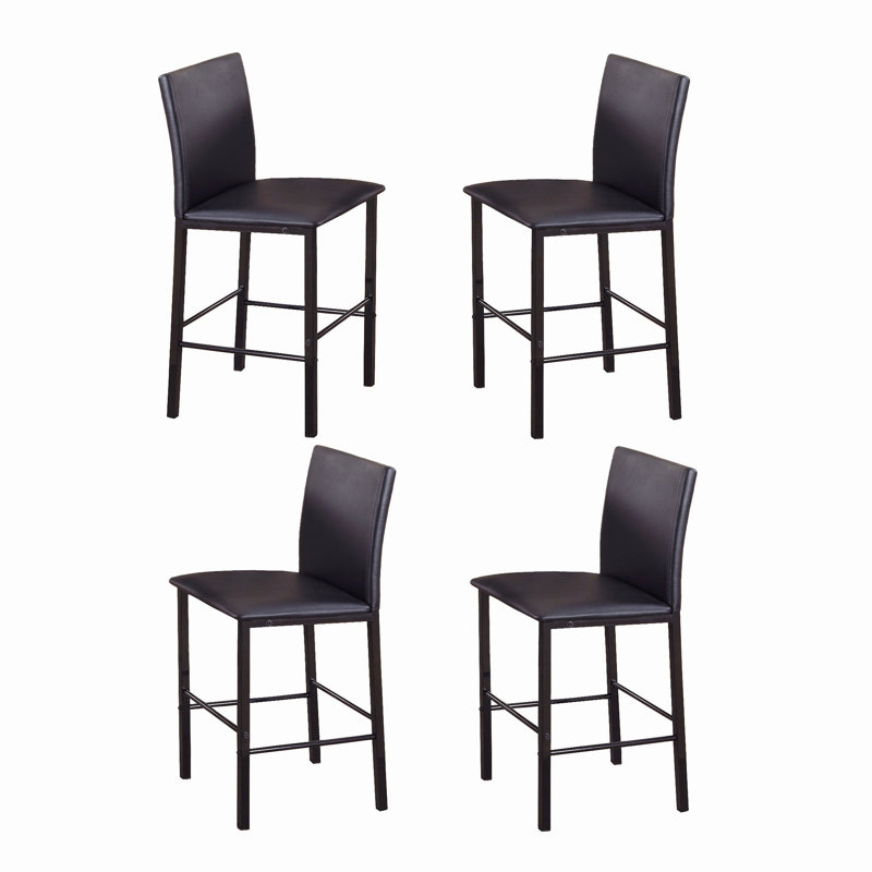 Chaises de salle à manger à hauteur de comptoir en métal Citico avec structure en métal noir, ensemble de 4