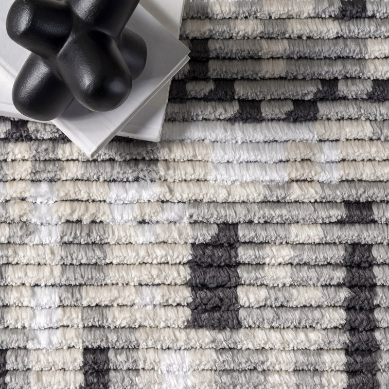 Abstract Beige/Gray Area Rug, Rectangle 4' x 6'