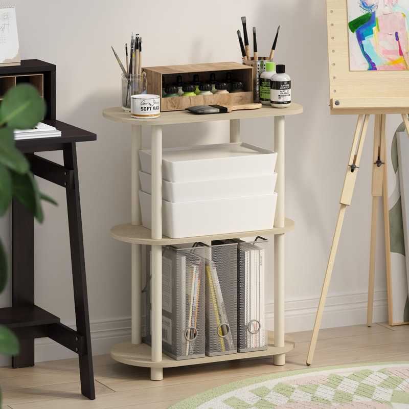 3 Tier Oval Modern Oval Side Table, Bauhaus Oak/Beige