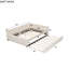 Grand lit tapissier avec gigogne simple, structure en lin beige-1807762586