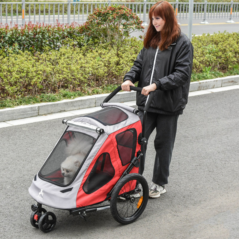 Poussette standard pliante, Rouge/gris