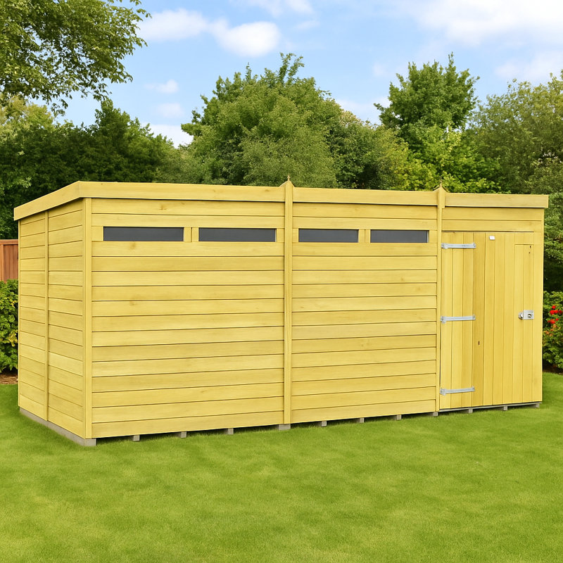 Pent Security Shed - Double Door, 15ft x 6ft