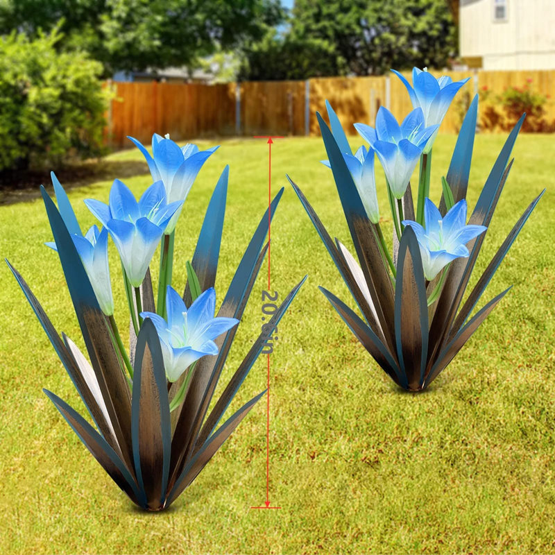 Métal agave plante décoration extérieure jardin mexicain lis jardin cadeau maison, Bleu